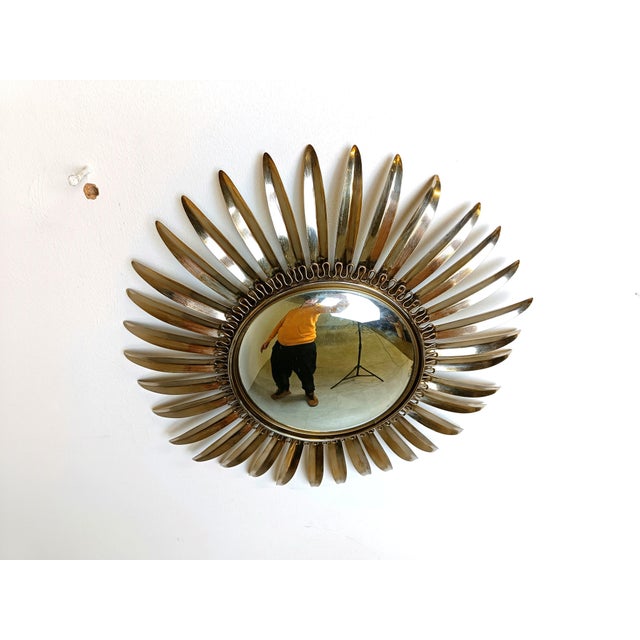 Vintage Brass Sunburst Mirror, 1970s For Sale - Image 6 of 13
