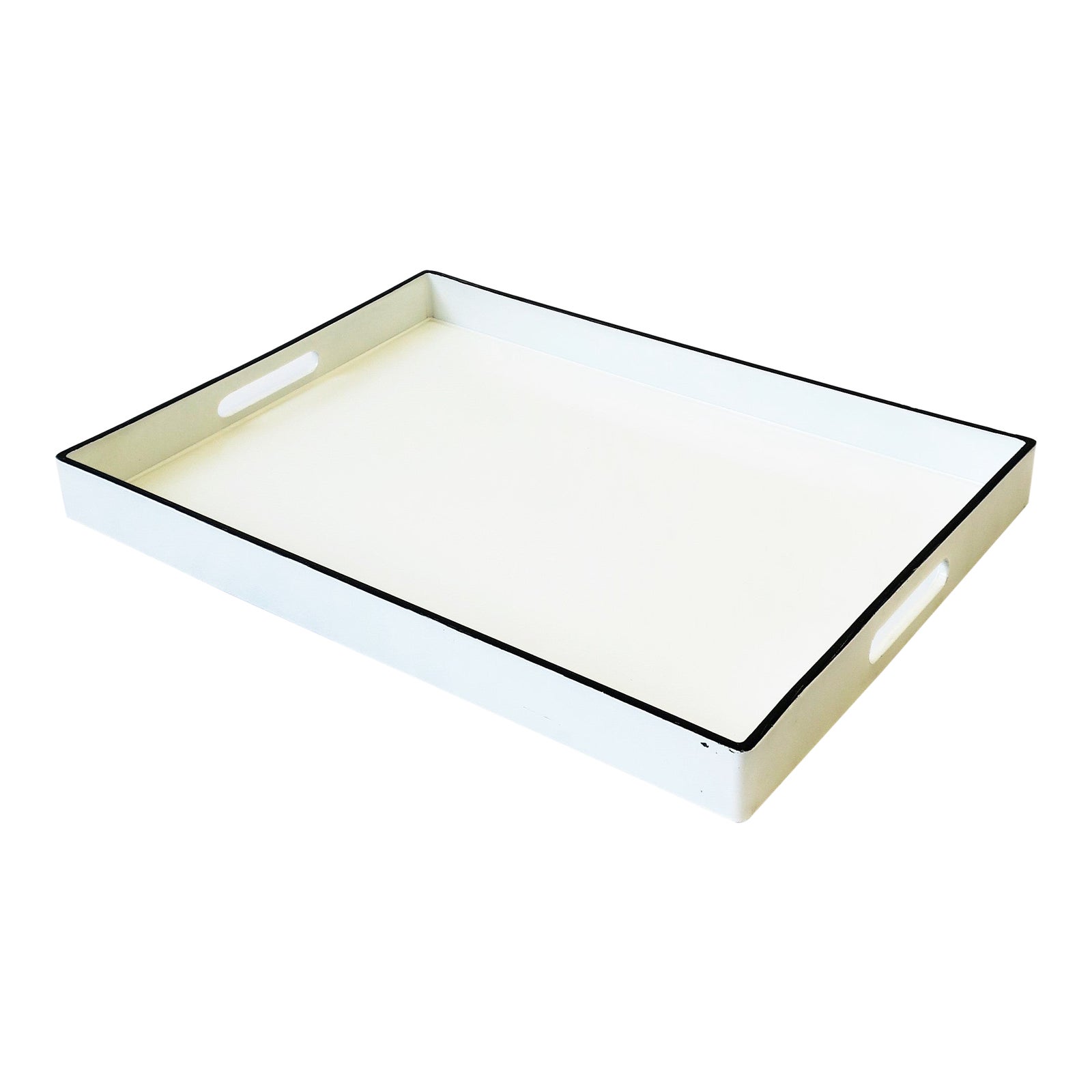 White And Black Lacquer Serving Tray Chairish