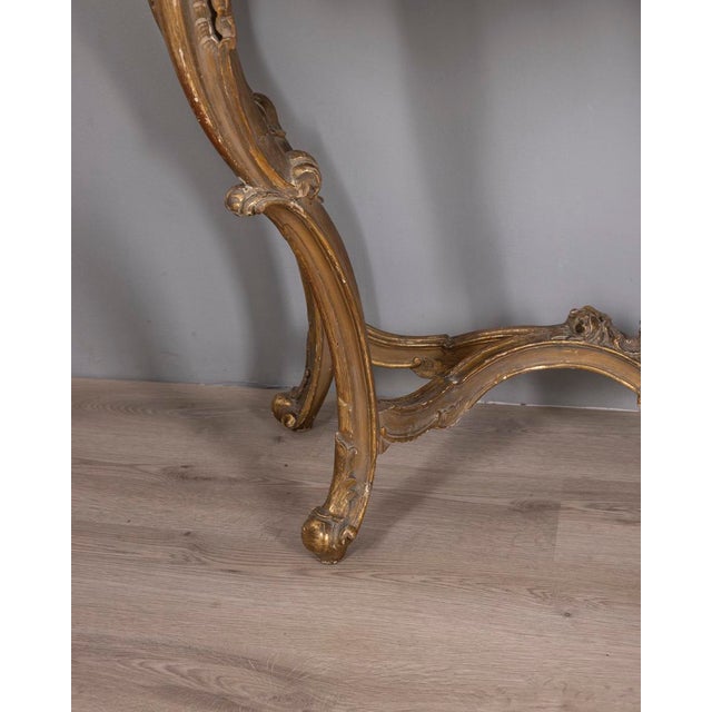 Antique Console Table with Mirror in Decorated Wood, 1890s For Sale - Image 14 of 18