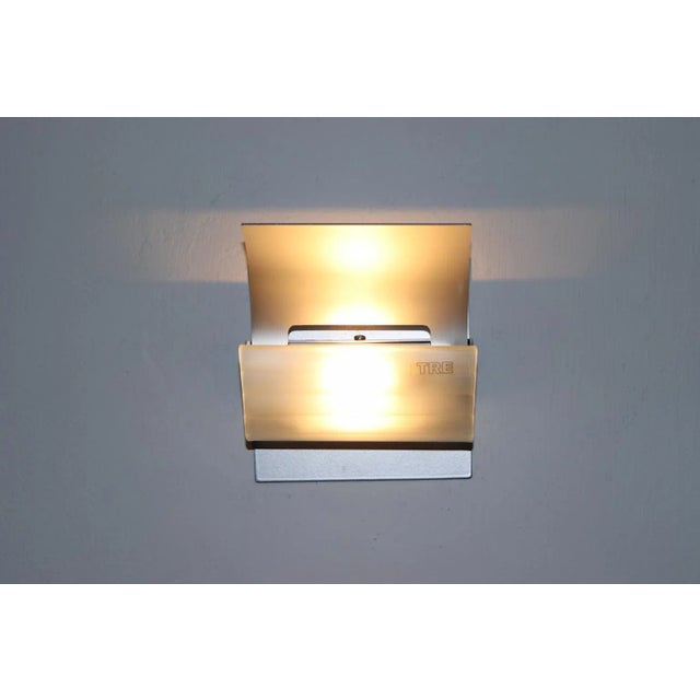 Italian Wall Lamp Designed By Alessandro Lenarda For ITRE. Frosted Glass Diffuser and Grey Lacquered Metal Mounting....