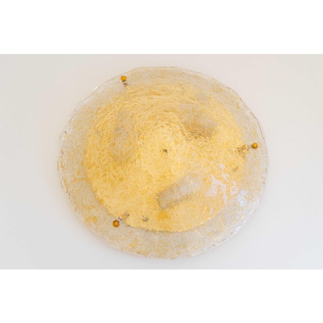 Clear and Golden Murano Glass Flush Mount with Brass Base from Sylcom Lighting, 1990s For Sale - Image 4 of 18