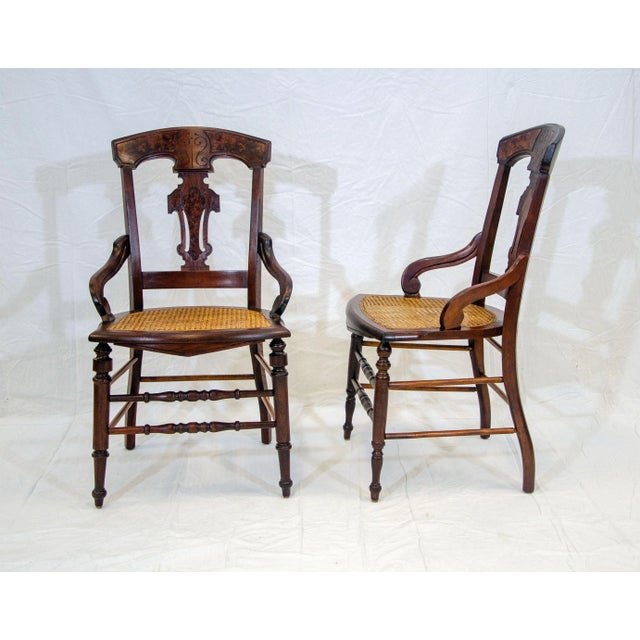 Victorian Late 19th Century Set of 6 Victorian Walnut Dining Chairs For Sale - Image 3 of 13