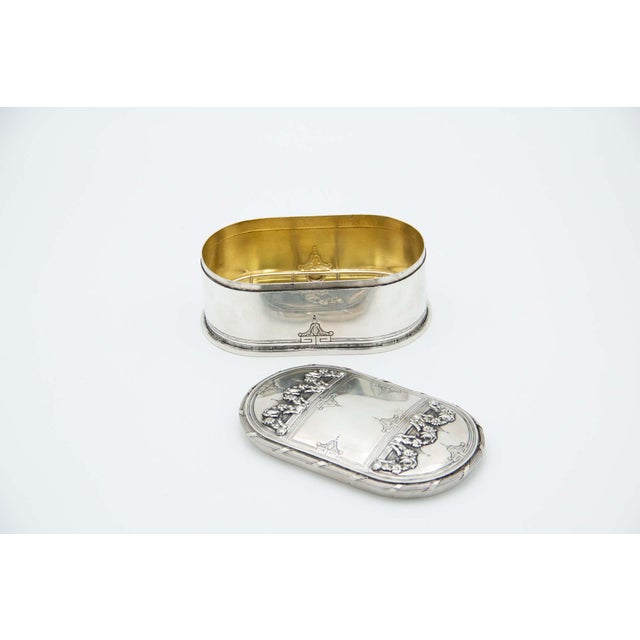 Elliptical Silver Soap Dish with Floral Reliefs For Sale - Image 3 of 6