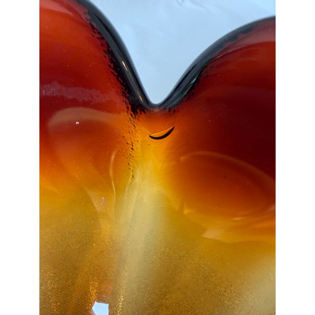 Gorgeous 12 Petal, Indiana Glass Lotus Bowl. Mid Century Art Glass Bowl in Amber and a Dark Honey. Almost give a Tobacco...