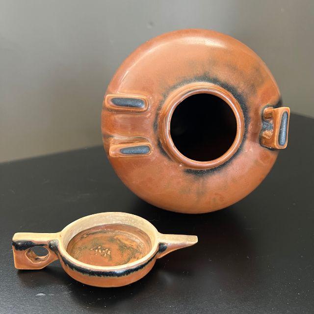 Mediterranean Mid-Century Hand-Crafted Pottery Jug/Urn With Lid For Sale - Image 3 of 12