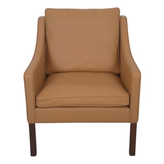 2207 Chair in Beige Leather by Børge Mogensen, 1990s For Sale