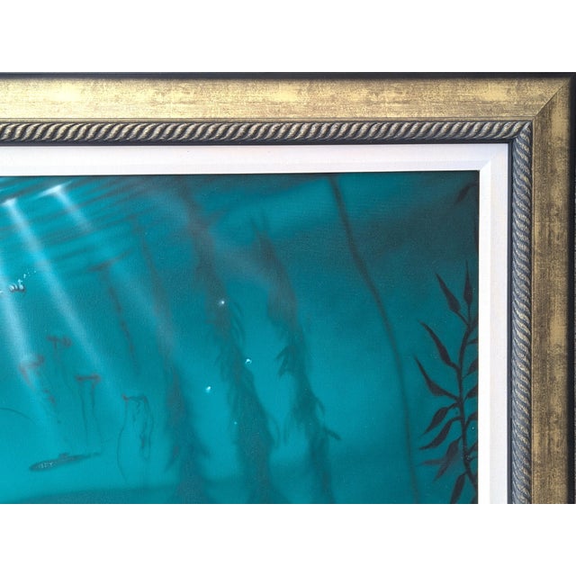 Black Elias Noah "Enlightenment" Contemporary Teal Naturalistic Underwater Seascape with Mermaid, 21st Century For Sale - Image 8 of 11