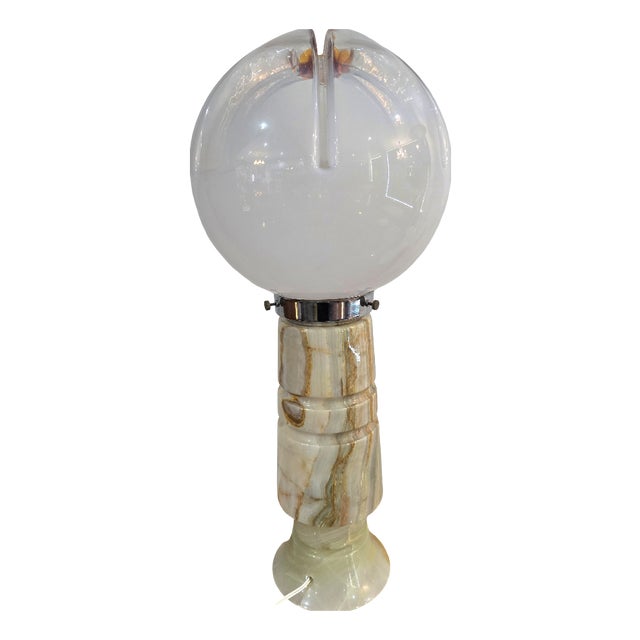 Vintage Italian Table Lamp in Murano Glass and Onyx from Mazzega, 1969 For Sale