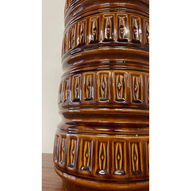 Large Sculptural Brown Glazed Ceramic Vase from Scheurich, West Germany, 1960s For Sale - Image 9 of 12