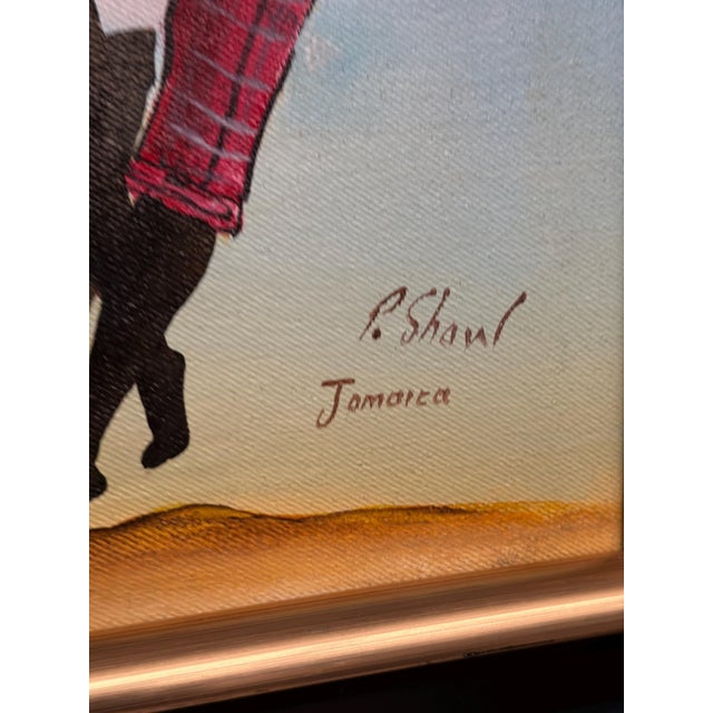 R. Shaw, Dancing Figures with Instruments, 1950s, Oil Painting on Canvas, Framed For Sale - Image 9 of 15