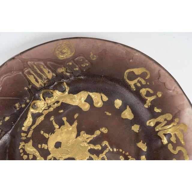 Plate in Brown Colored Glass Paste from Daum and Dali For Sale - Image 5 of 8