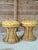 Vintage Coastal Handwoven Manila Rattan Console Table With Matching Ottomans-Set of Three For Sale In Naples, FL - Image 6 of 12