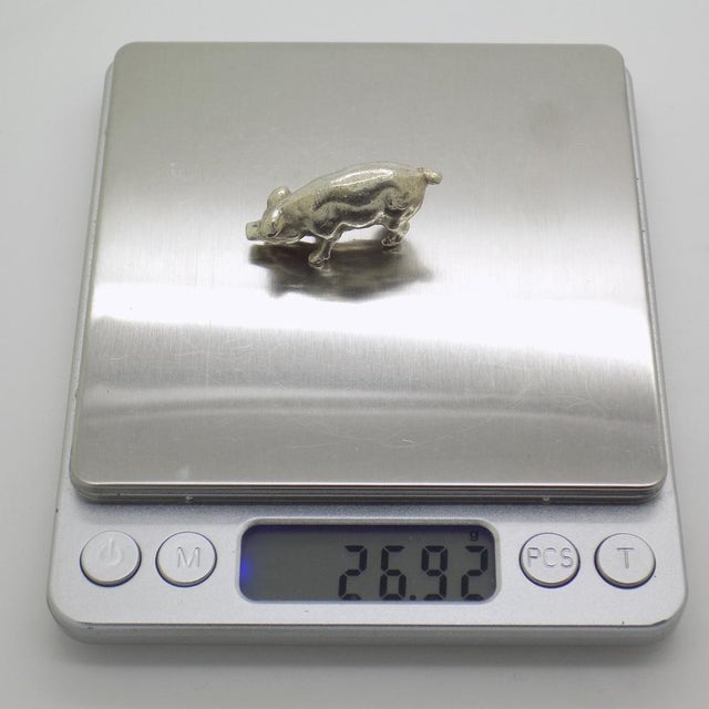 Vintage Italian Silver Pig Piggy Figurine, 1970s For Sale - Image 9 of 12