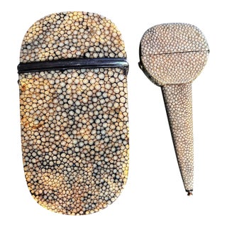 Shagreen Card Case and Scissor Case, Circa 1800 - Two Piece Set For Sale
