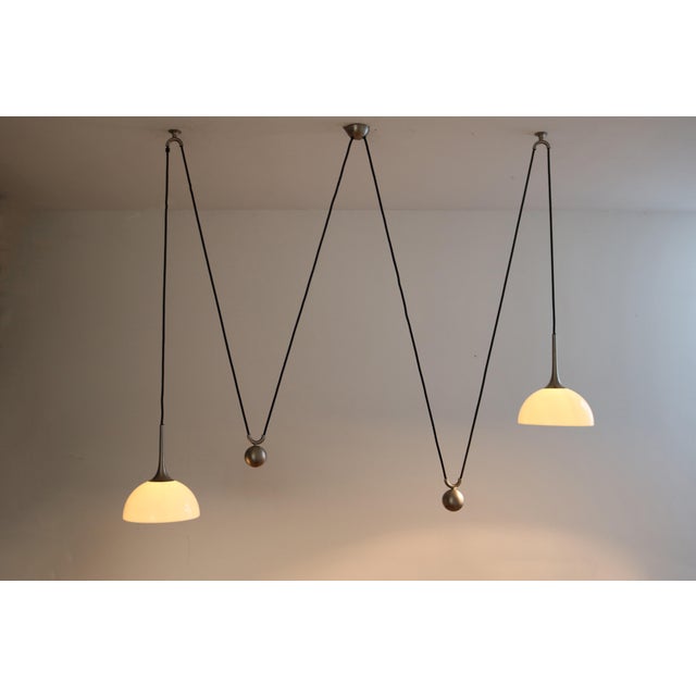 Double Posa 22 Counterweight Pendant Lamp in Nickel and Porcelain by Florian Schulz, 1990s For Sale - Image 4 of 12