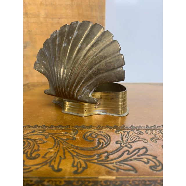 Vintage Brass Scallop Shell Trinket Box For Sale - Image 4 of 5