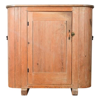 19th Century English “Huffer” Pine Demilune Warming Cabinet For Sale