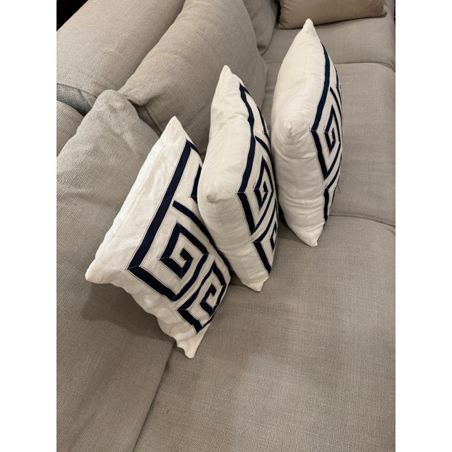 Textile Barclay Butera for Eastern Accents Greek Key Throw Pillows, Set of Three For Sale - Image 7 of 12
