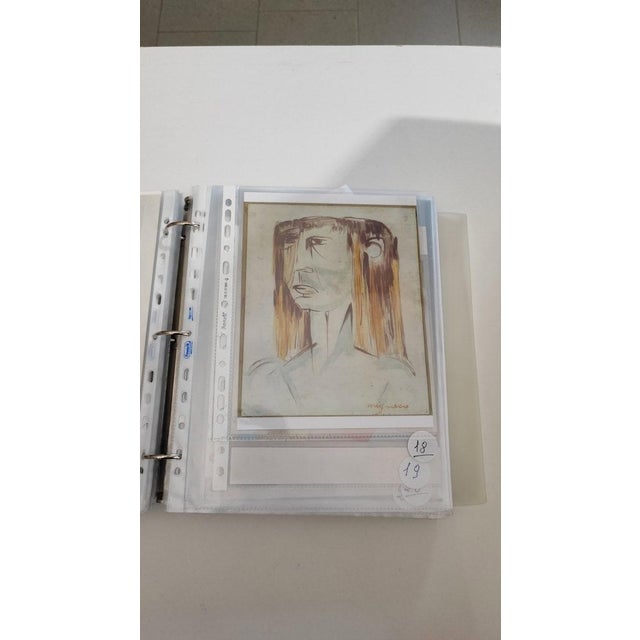 Giuseppe Migneco, Woman's Face in Profile, Tempera on Canvas Cardboard, 1960, Framed For Sale - Image 9 of 11