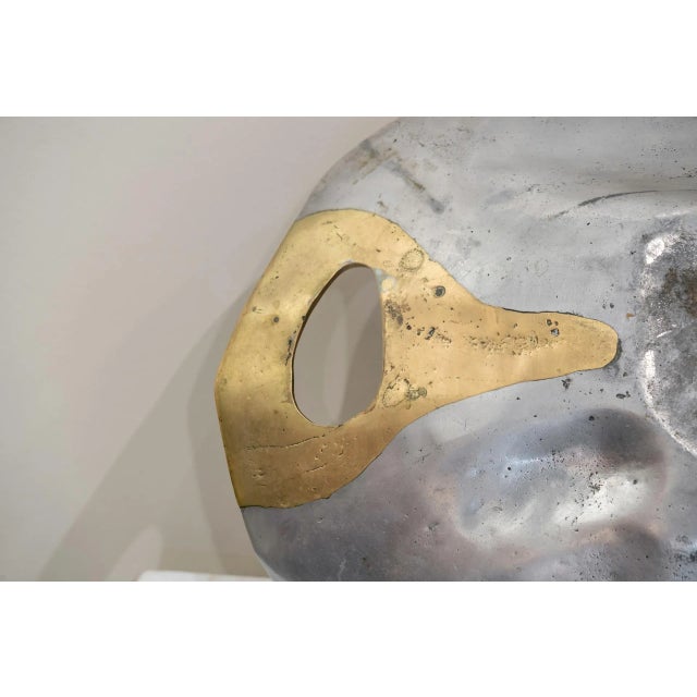 Metal Large Brutalist Tray in Aluminum and Brass from David Marshall, 1980s For Sale - Image 7 of 8
