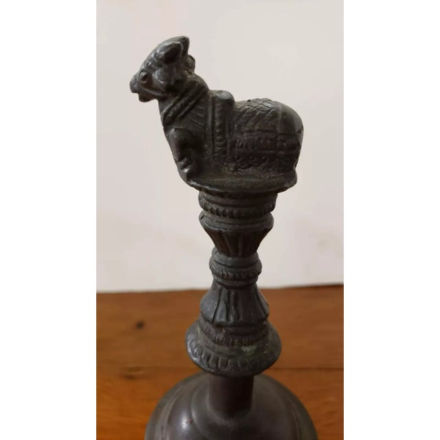 Mid 20th Century Mid 20th Century Indian Hindu Bronze Ghanta Nandi the Bull Handle Ritual Hand Bell For Sale - Image 5 of 10