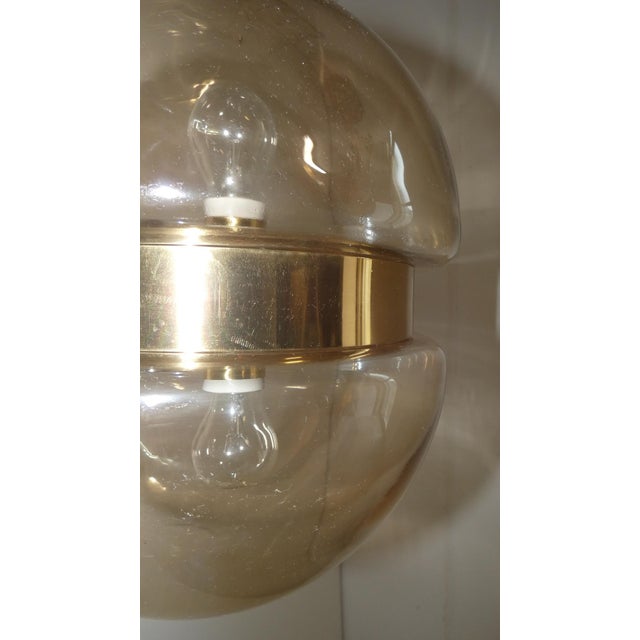 Double-Cap Wall Light in Amber Glass and Brass from Peill & Putzler, Germany, 1960s For Sale - Image 12 of 18