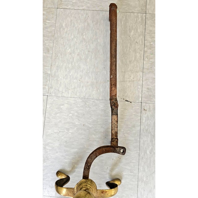 Metal Pair of Late 19th Century Solid Brass Andirons With Log Stops For Sale - Image 7 of 8