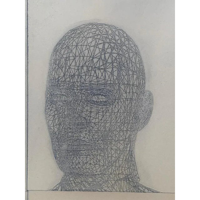 Relief panel obtained by 25 lithographic passes in upper right corner wire mesh box This piece has an attribution mark, I...