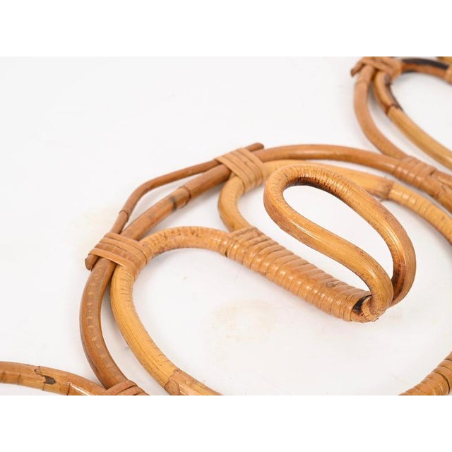 Large 5-Hook Coat Rack in Rattan and Wicker attributed to Franco Albini, Italy, 1960s For Sale - Image 11 of 12