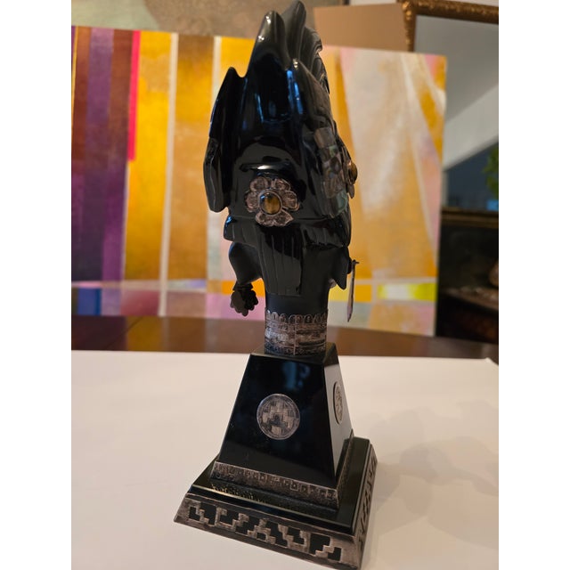 Onyx Vintage Exotic Silver Mounted Bust Sculpture Jeweled For Sale - Image 8 of 9