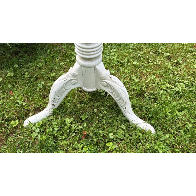 Tall Distressed Wood Claw Foot Painted Pedestal Plant Stand For Sale - Image 11 of 18