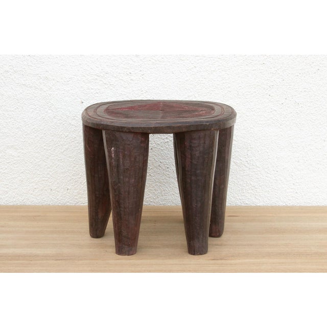 Carved Diamond Top Nupe Stool For Sale - Image 4 of 8