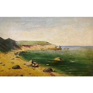 Seascape Waterscape Landscape Antique Oil Painting Original Soviet Art Ukrainian Artist 43,5-67 1960 For Sale