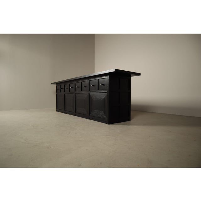 Black Large Architectural 4-Door Sideboard in Ebonized Wood, 1990s For Sale - Image 8 of 17