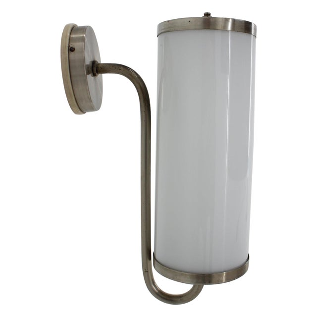 Glass Bauhaus Chrome Wall Lamp, 1930s For Sale - Image 7 of 7