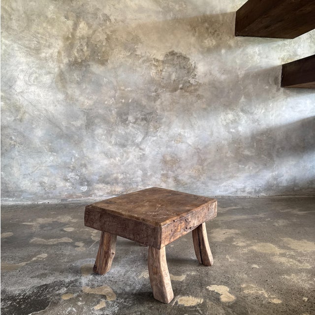 Small Wabi-Sabi Rectangular Side Stool in Teak, 1980s For Sale - Image 10 of 14