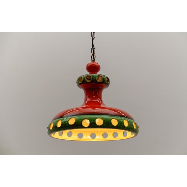 1960s Large Handmade Ceramic Pendant Lamp, Italy, 1960s For Sale - Image 5 of 13
