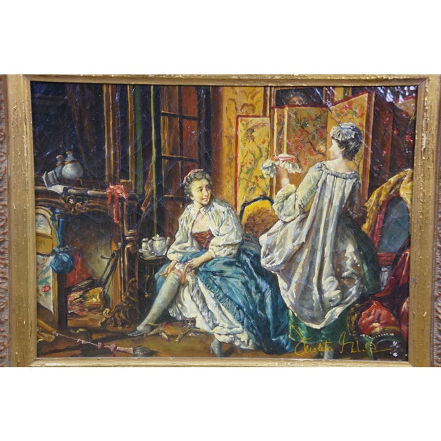 20th Century 'La Toilette' Rococo Oil Painting After Francois Boucher Framed For Sale - Image 6 of 11