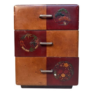 Small Vintage Japanese Chest with Floral Lacquer Decoration, 1920s For Sale