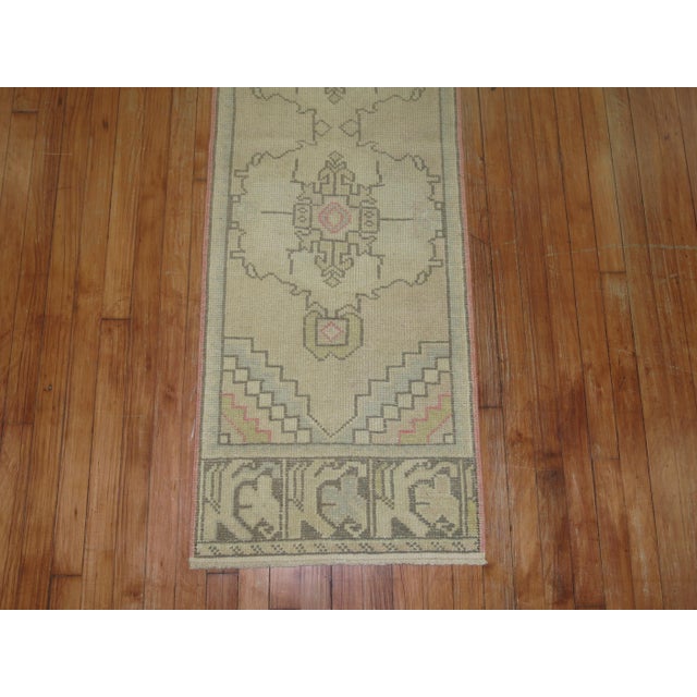Skinny Vintage Zabihi Collection Turkish Runner - 1'10" x 9'1" For Sale - Image 4 of 5