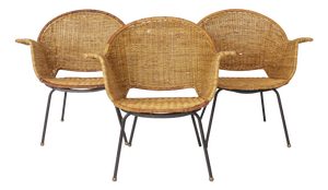 Vintage Basket Chairs by Gianfranco Legler, 1950s, Set of 3