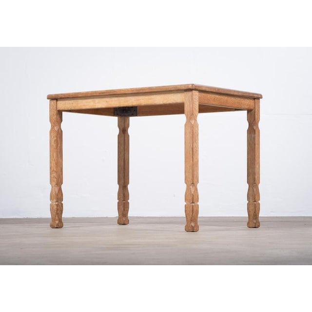 Brutalist Oak Side Table with Tiles, Denmark, 1960s For Sale - Image 4 of 9
