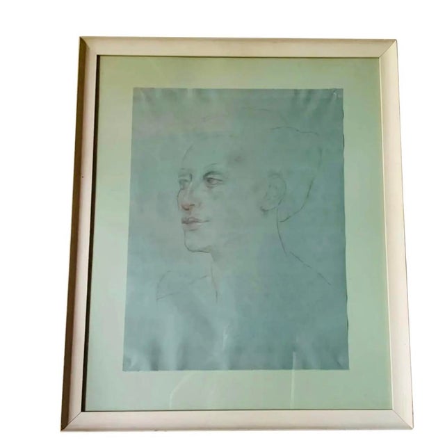 1960s Portrait Drawing of a Woman, Gallery Framed For Sale - Image 9 of 17