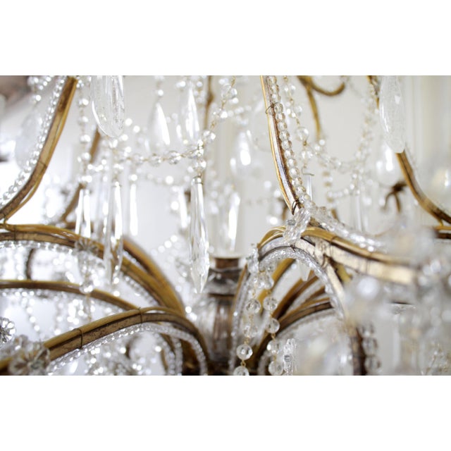 Metal Antique Reproduction Italian Chandelier With Rock Style Crystals For Sale - Image 7 of 10
