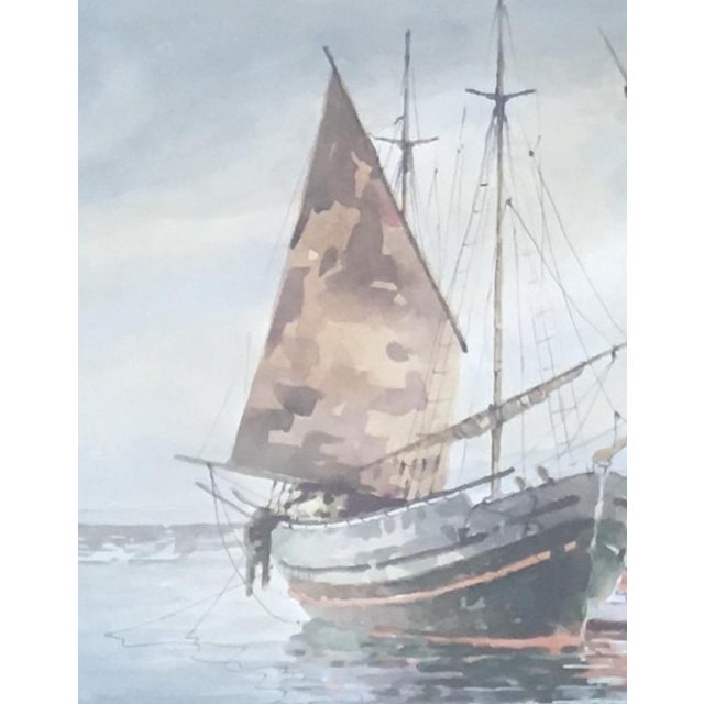 Konstantinos Sofianopoulos, Voiliers au Bord d'une île des Cyclades dans la Mer d'Égée, Watercolor on Paper, Framed For Sale - Image 5 of 8