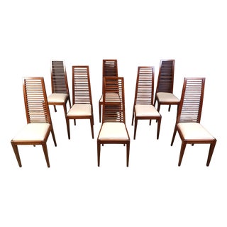 Italian High Back Dining Chairs, 1980s, Set of 8 For Sale