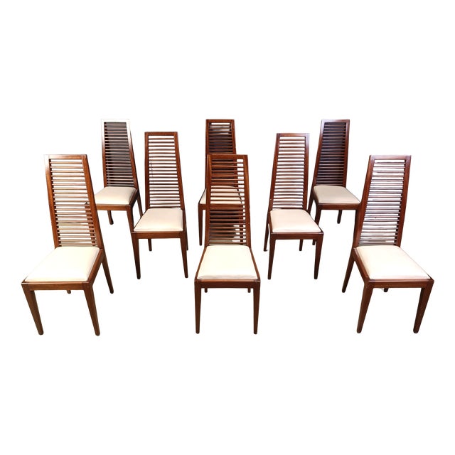 Italian High Back Dining Chairs, 1980s, Set of 8 For Sale