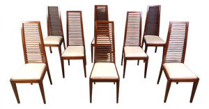 Italian High Back Dining Chairs, 1980s, Set of 8