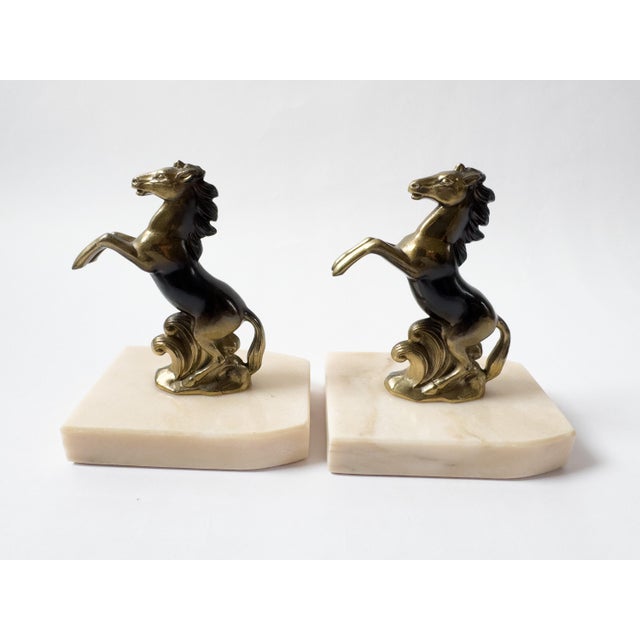 1930s Pair of French Art Deco Rearing Horse Bookends, Signed Tedd, C. 1930 For Sale - Image 5 of 18