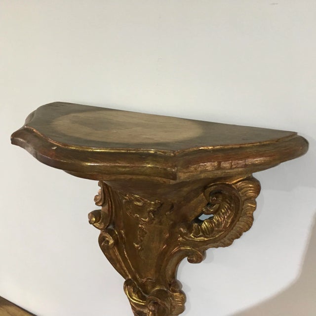 Pair of 19th Century Italian Rococo Giltwood Wall Shelves With Original Gold Leaf For Sale - Image 10 of 12